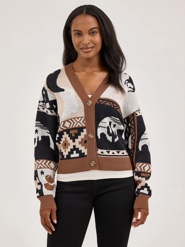 WRANGLER - Western Cropped Cardigan Brown Sweater