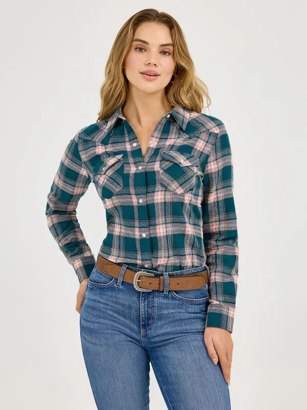 WRANGLER - Essential Flannel Plaid Western Snap Shirt