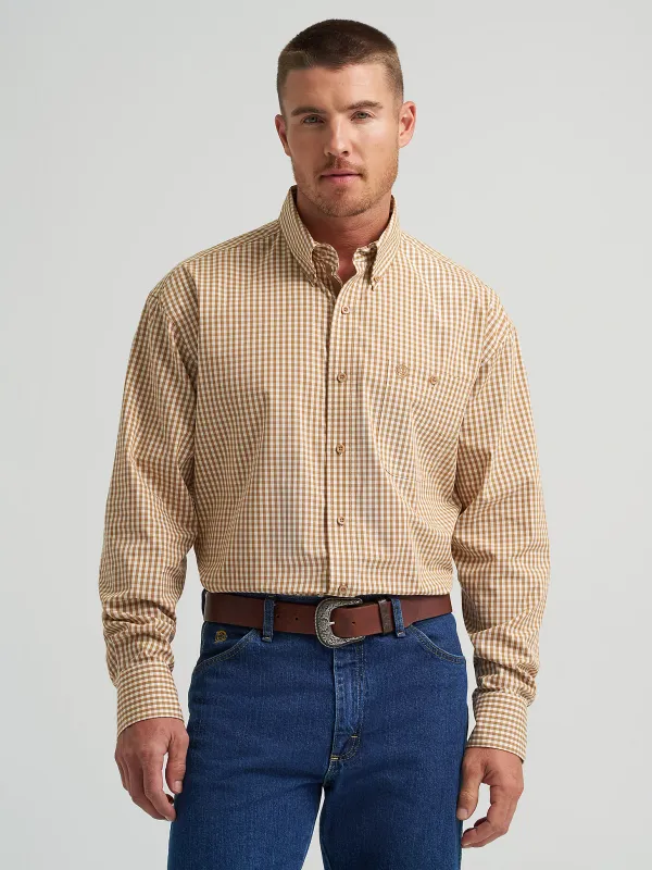 WRANGLER - George Strait Honey Oak Plaid Button Down One Pocket Shirt