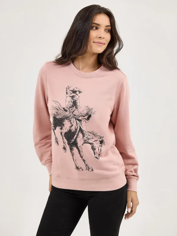 WRANGLER - Graphic Bronco Crew Misty Rose Sweatshirt