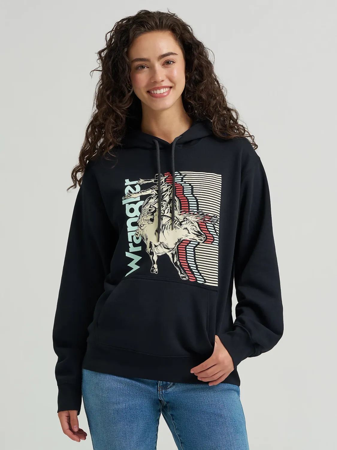 WRANGLER - Black Layers Western Graphic Bullrider Hoodie