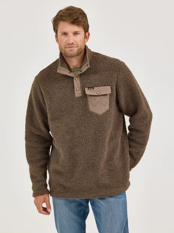 WRANGLER - Quarter Snap Sherpa Chocolate Chip Pullover