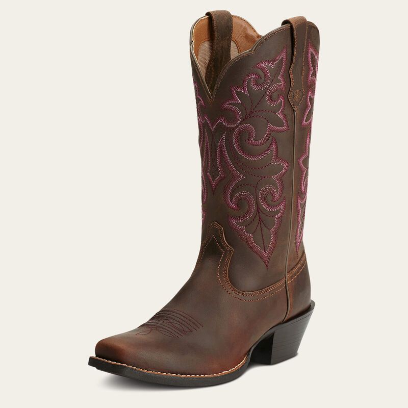 ARIAT - Powder Brown Round Up Square Toe Western Boot