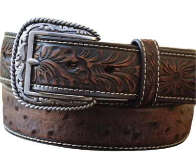 ARIAT - Brown Ostrich Print Western Belt