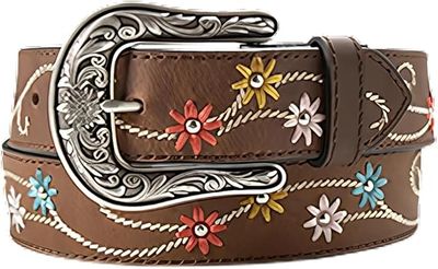 ARIAT - Embroidered Flower Leather Belt