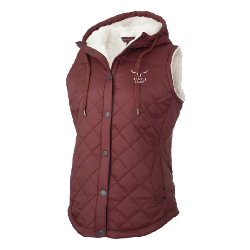 RANCH BRAND - Burgundy Sleeveless Sherpa Jacket