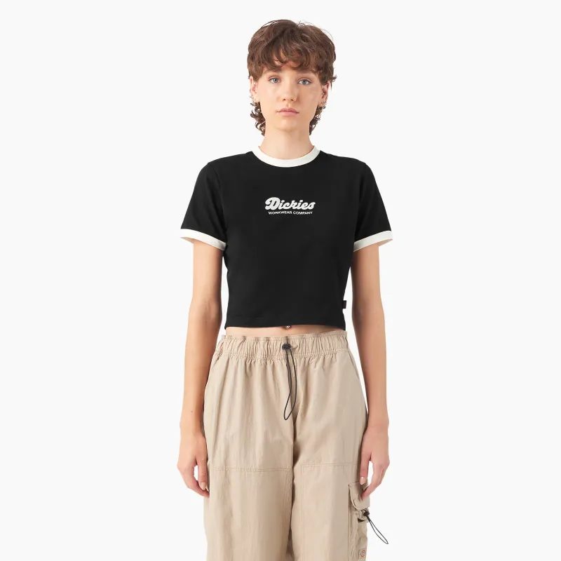 DICKIES - Lewistown Ringer Black Cropped T-Shirt