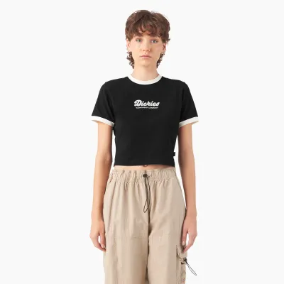 DICKIES - Lewistown Ringer Black Cropped T-Shirt