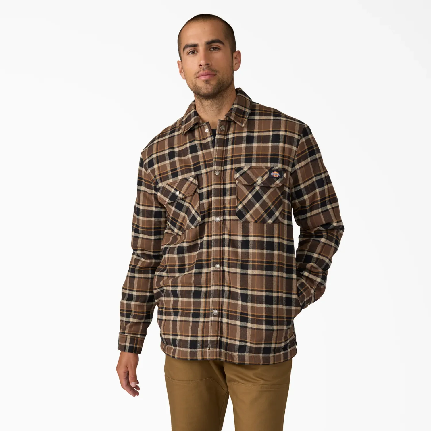 DICKIES - Sherpa Lined Flannel Shirt Khaki Jacket