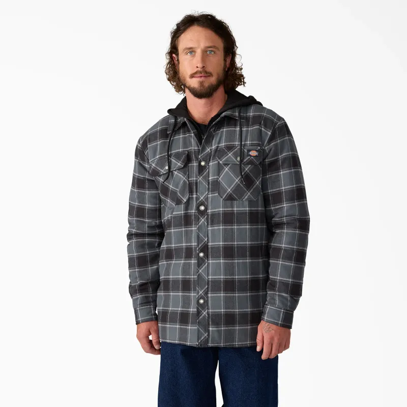 DICKIES - Charcoal Hooded Flannel Jacket