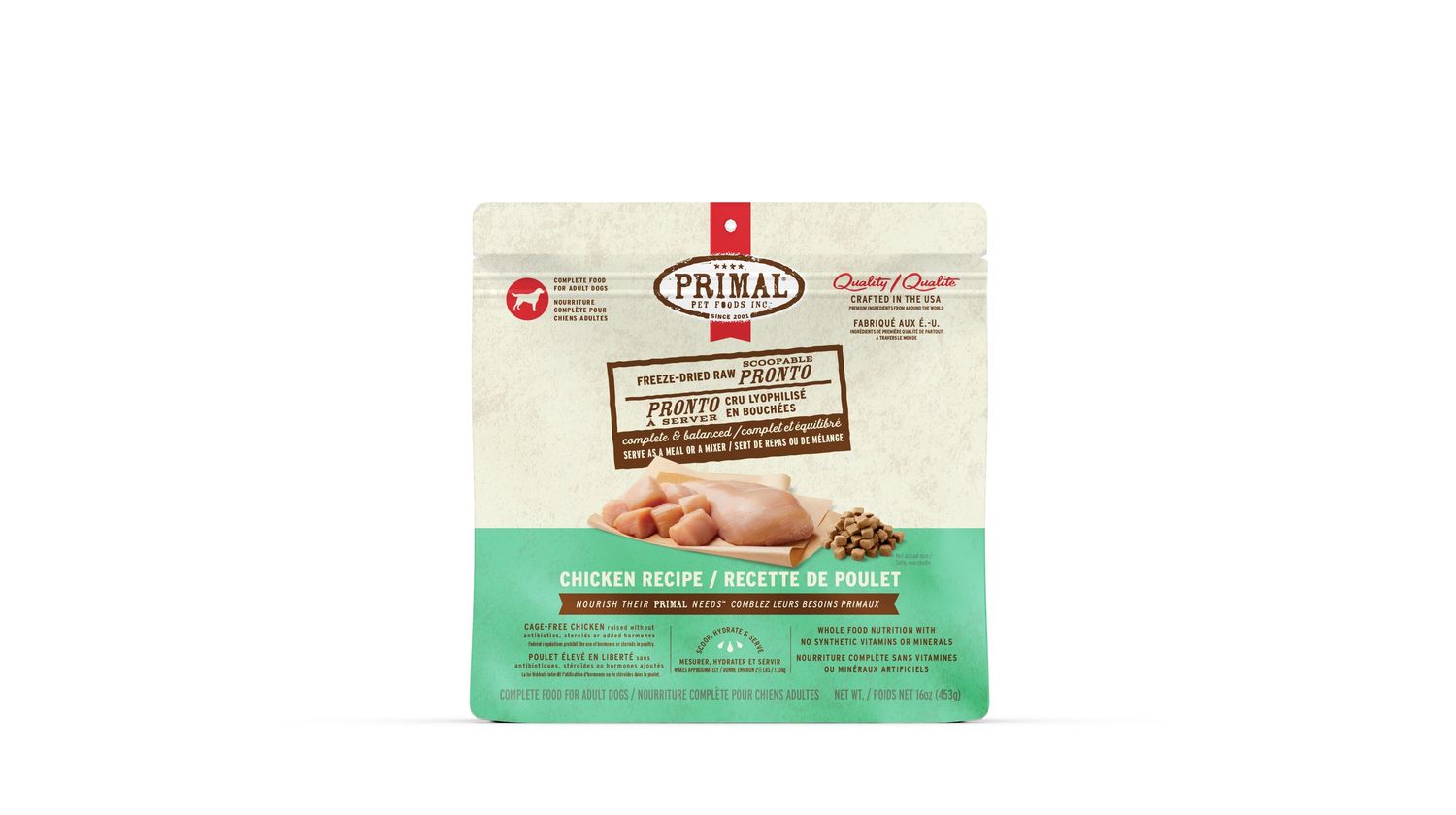 PRIMAL - Freeze-Dried Raw Scoopable Pronto Chicken Recipe, Size: 453g