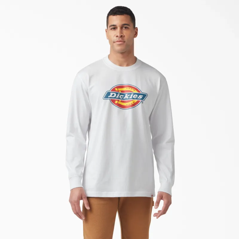 DICKIES - Tri-Colour Logo Graphic Long Sleeve White T-Shirt
