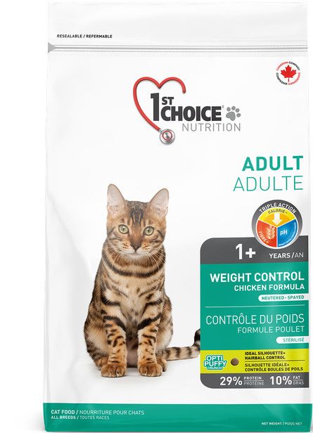 1st CHOICE -  Weight Control Formula for All Breeds Adult Cats, Format: 2.72kg