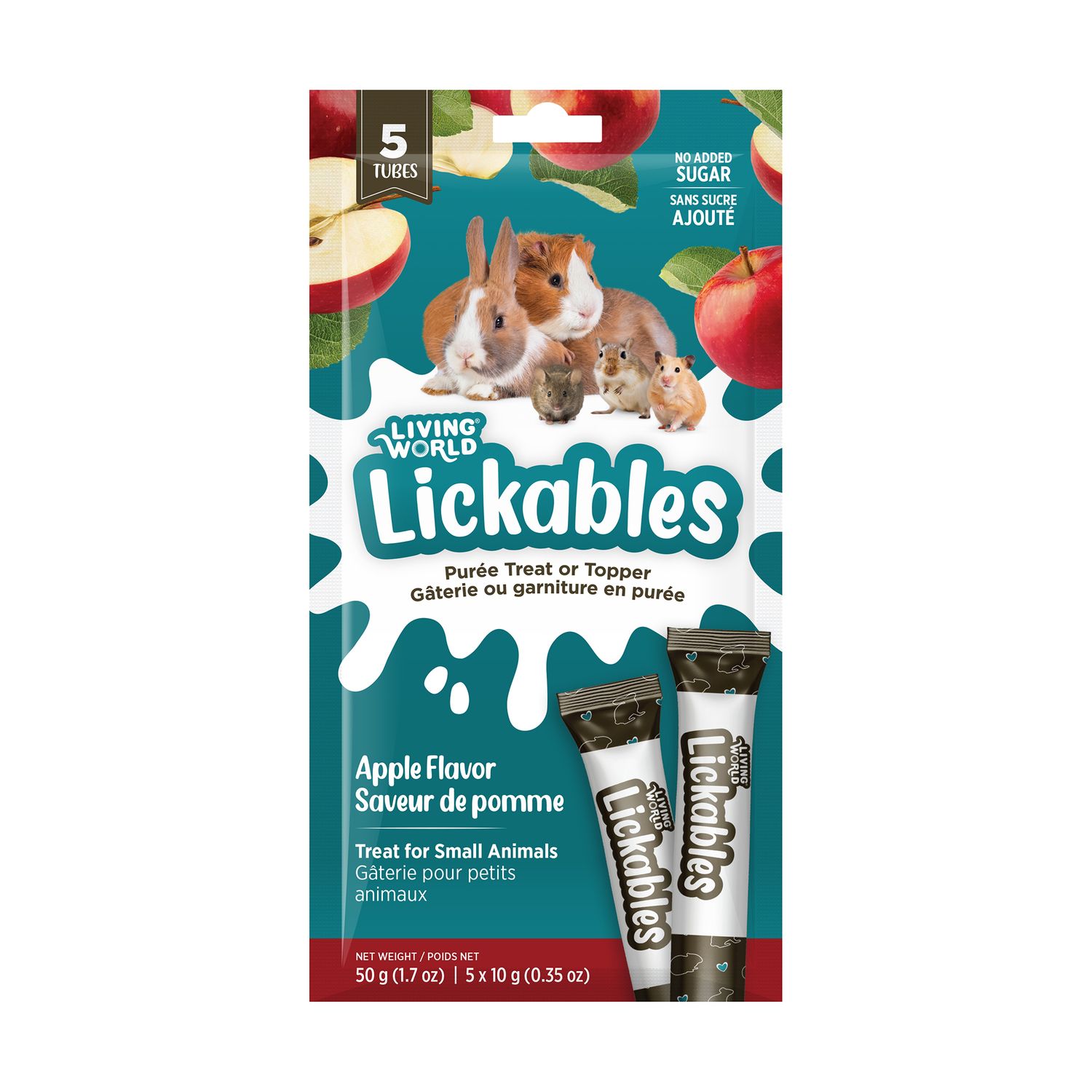 LIVING WORLD - Lickables Treat, Flavour: Pomme, Size: 5 Tubes (50g)