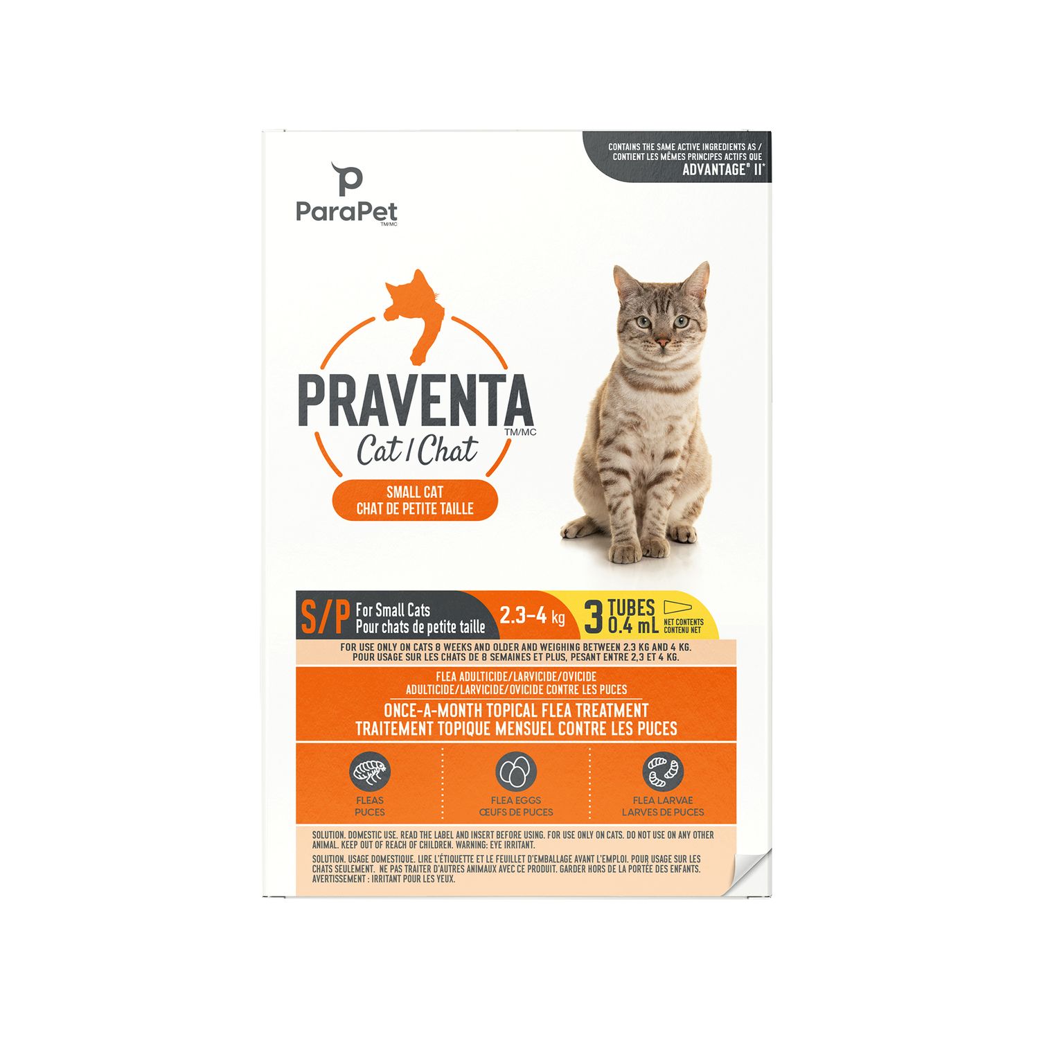 PRAVENTA - Topical Flea Treatment for Cats, Type: 3 Tubes, Cat Size / Weight: Petite Taille (-4kg)