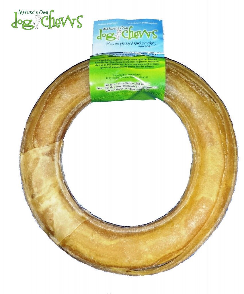 NATURE'S OWN DOG CHEWS - Pressed Buffalo Rawhide Ring, Size: 6''