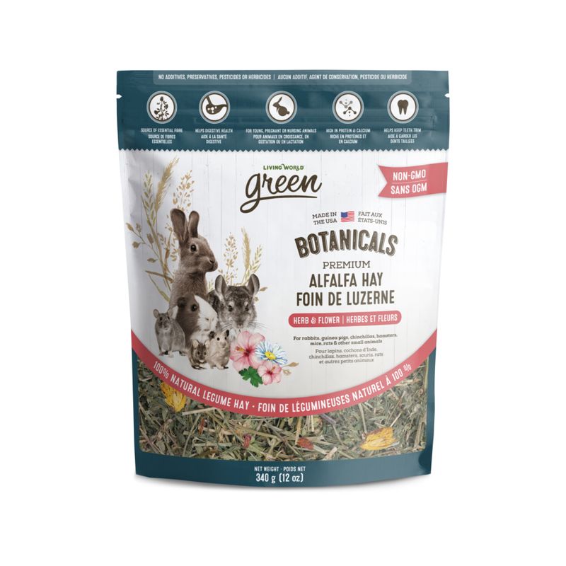 LIVING WORLD - Green Botanicals Alfalfa Hay w/ Herb &amp; Flower Mix