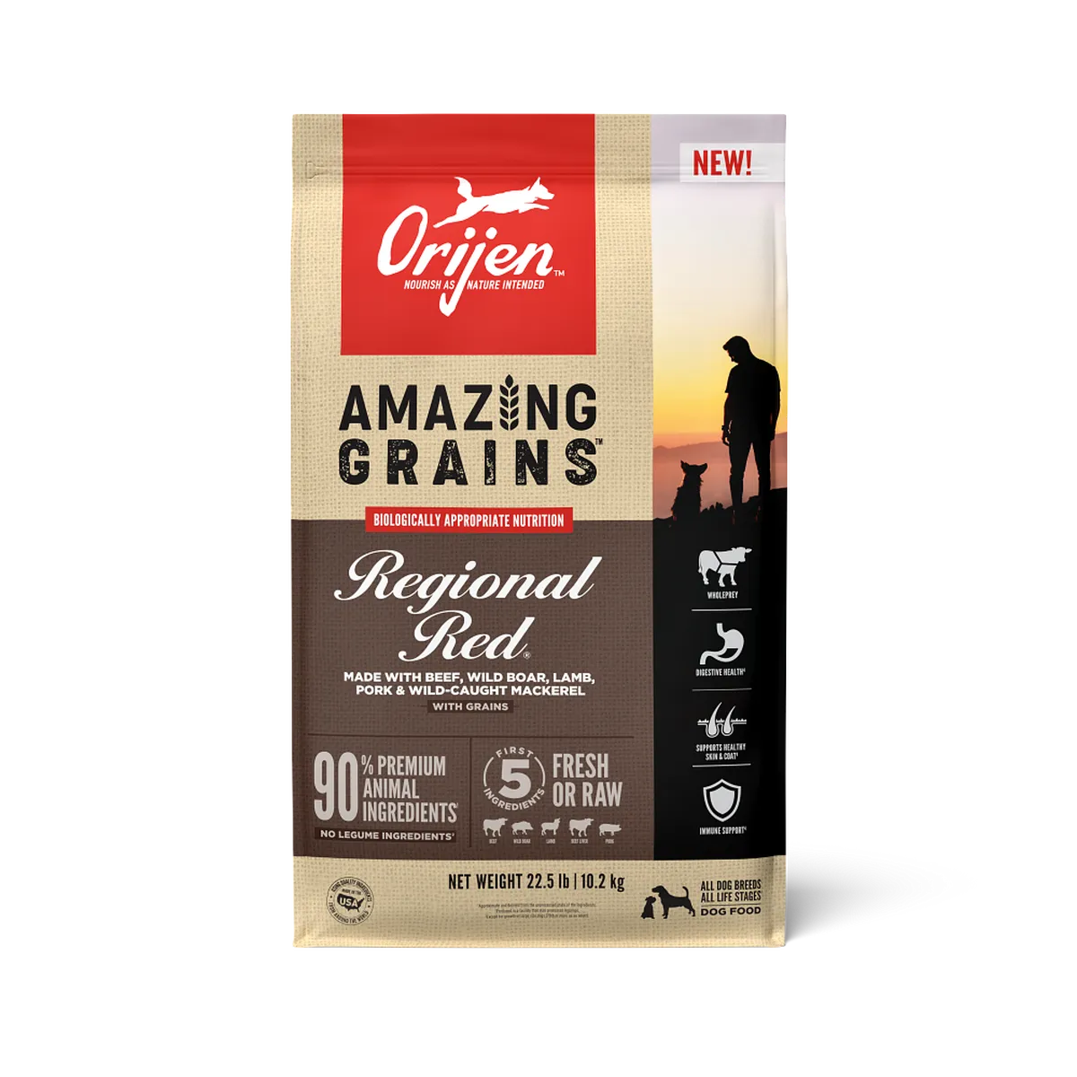 ORIJEN - Amazing Grains Regional Red Recipe, Size: 1.8kg