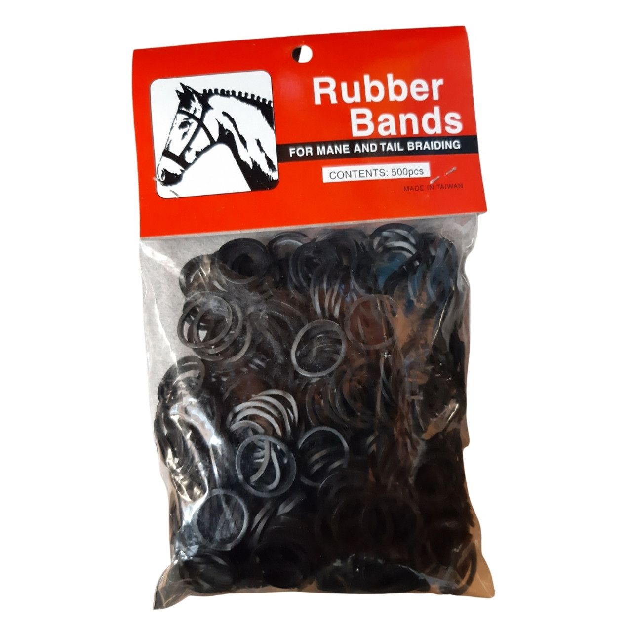 RUBBER BANDS - Rubber Elastics for Mane &amp; Tail Braiding, Color: Noir
