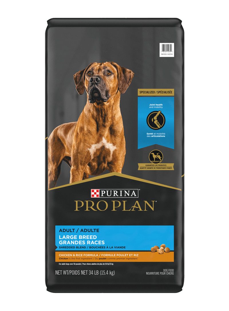 PROPLAN - Shredded Blend Recipe for Adult Large Breed Dogs, Flavor: Poulet &amp; Riz, Format: 15.4kg