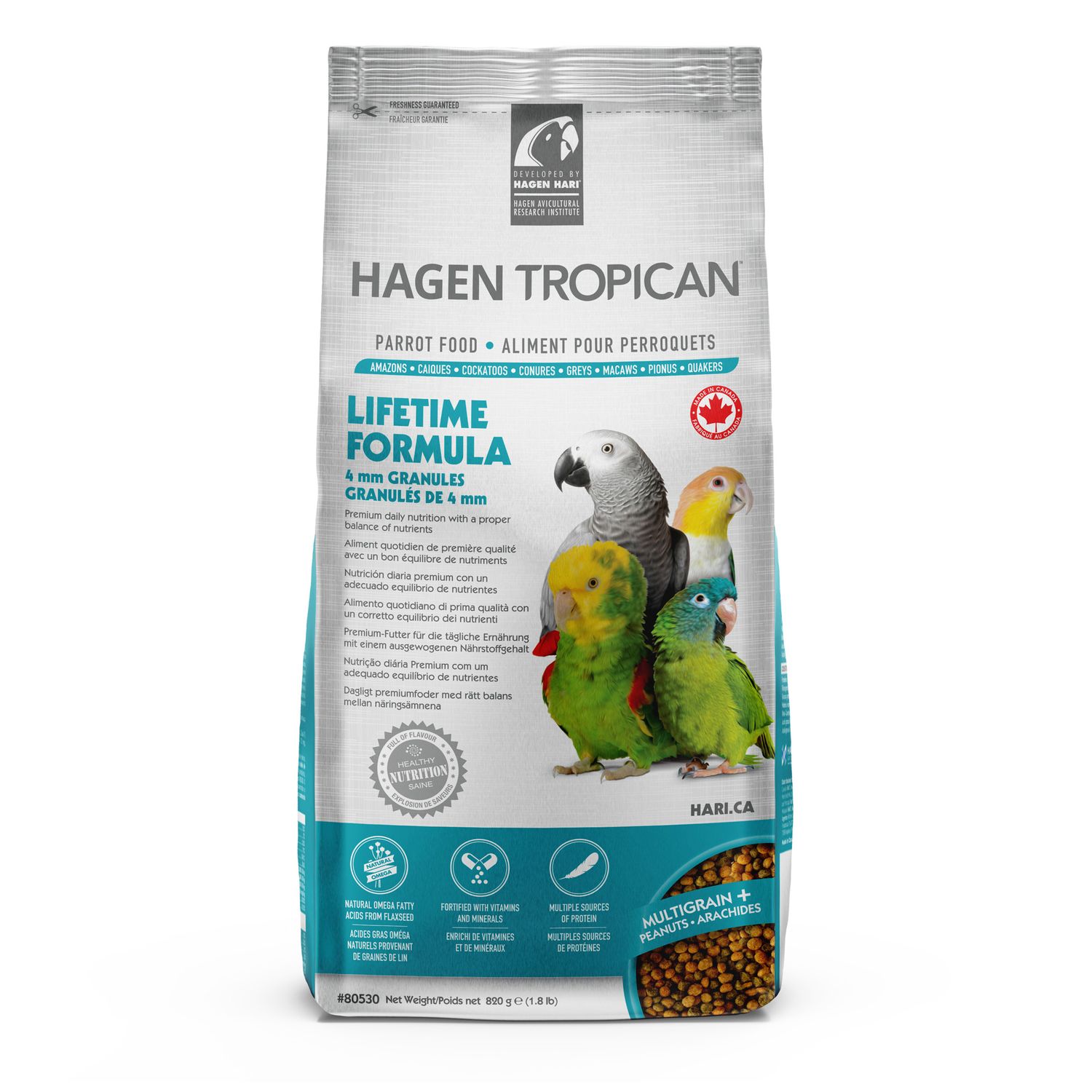 HARI TROPICAN - Formule pour petits perroquets, Type: Granules (4mm), Format: 4lbs