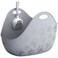 LITTER LOCKER - Flexible litter box with handle (with scoop), Color: Grise, Size: 56x45x41cm