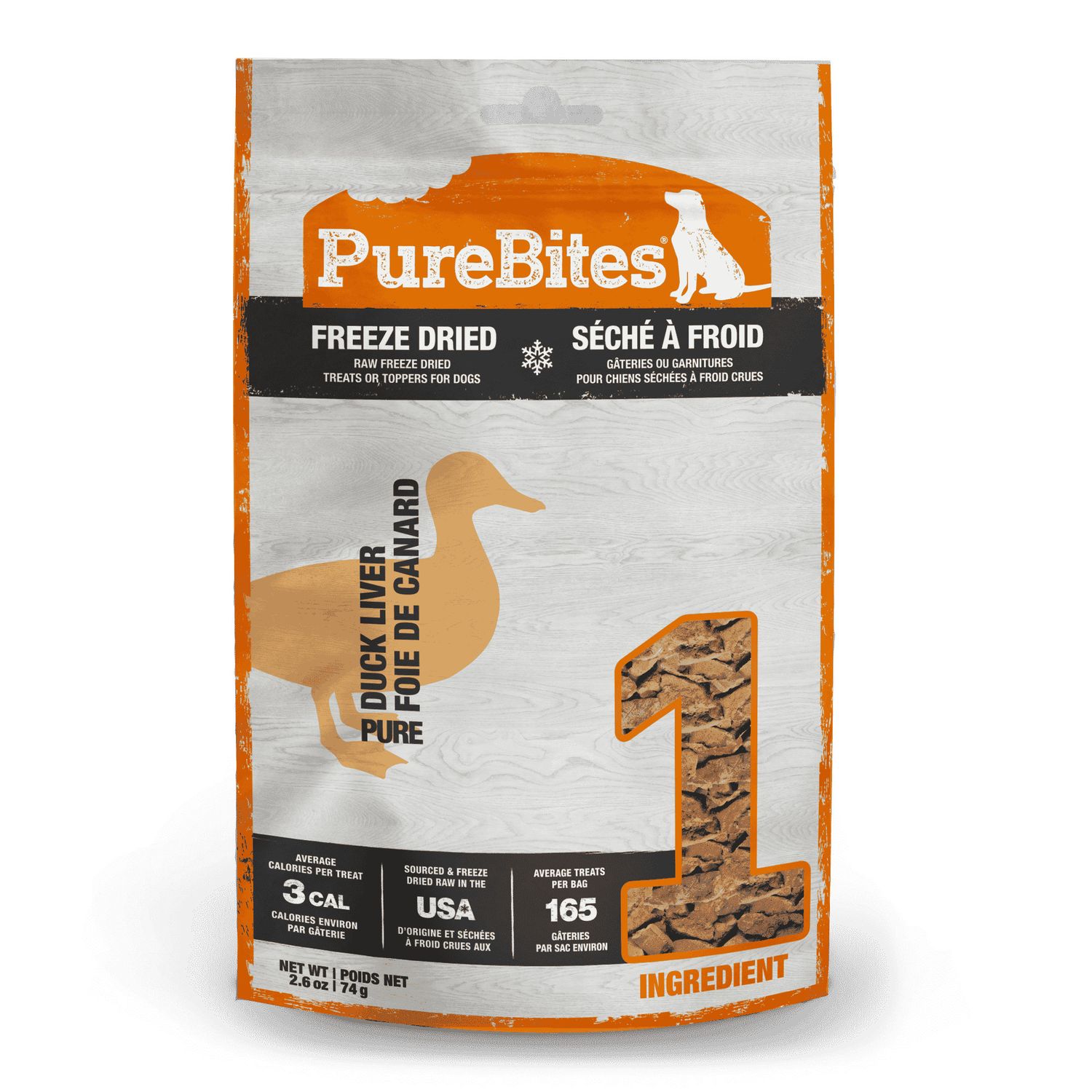PUREBITES - Duck Freeze Dried Dog Treats, Size: 74g