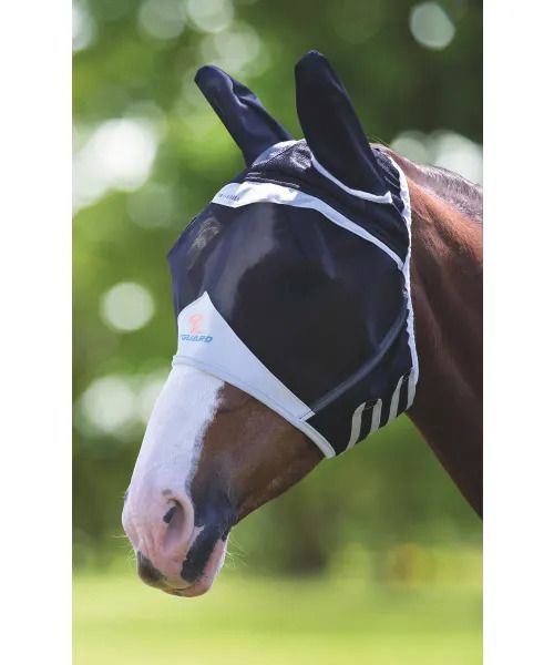 SHIRES EQUESTRIAN - FlyGuard Pro Fine Mesh Fly Mask w/ Ears, Size: XSmall Poney, Color: Noir