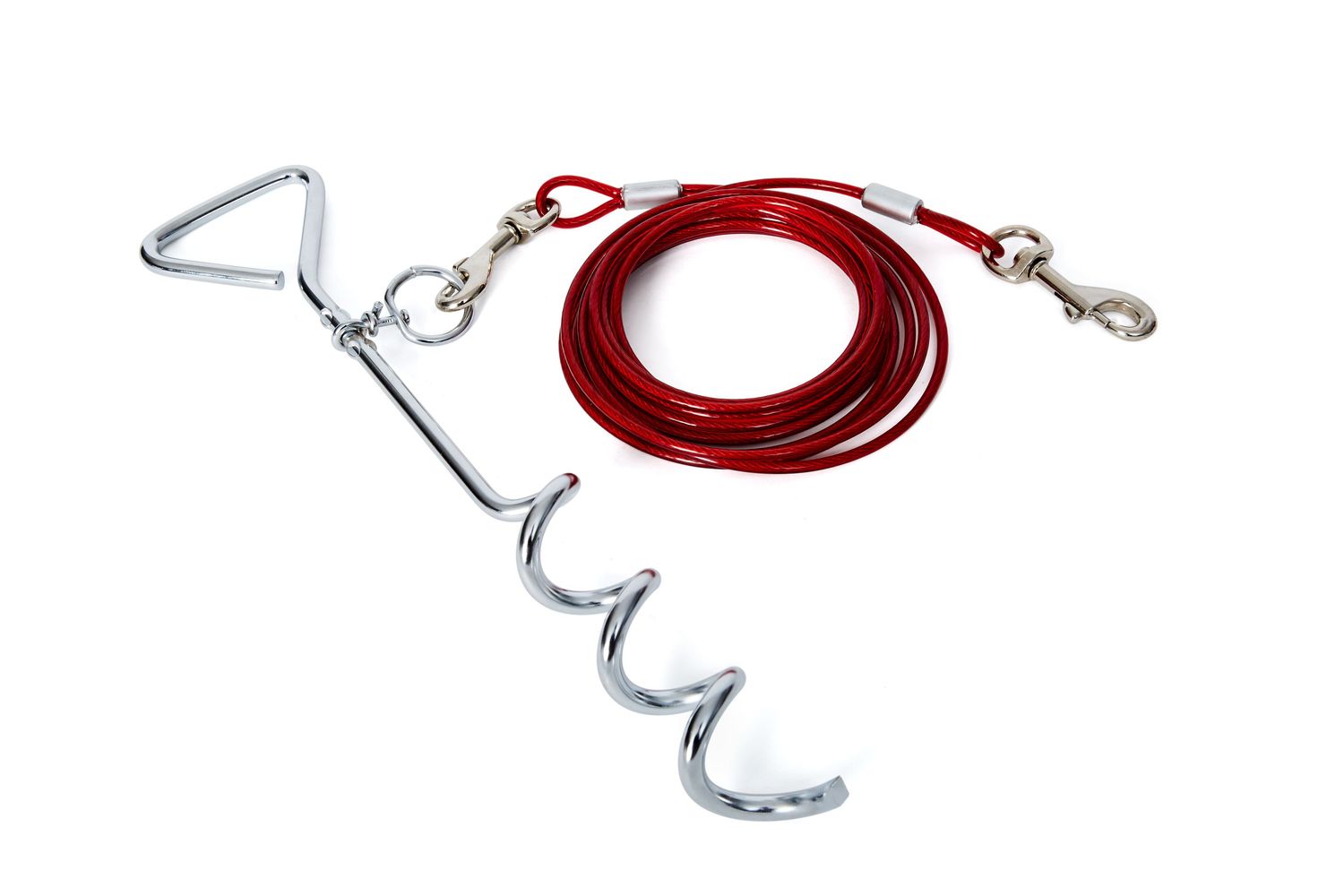 BUD- 16&quot; Spiral Tie-Out Stake with cable, Size: 15&#39;&#39;