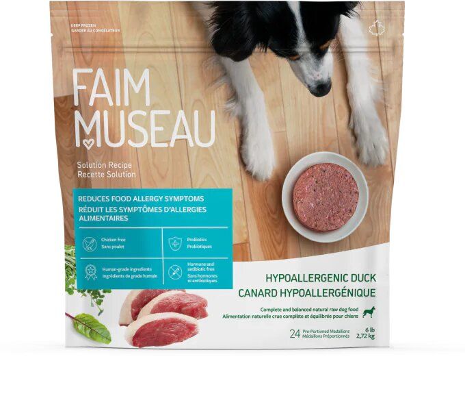 FAIM MUSEAU - Recette Solutions Canard Hypoallergénique, Format: 24 Médaillons/6lbs