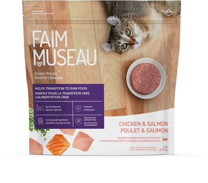 FAIM MUSEAU - Recette pour Chat Poulet &amp; Saumon, Format: 24 médaillons/6lbs