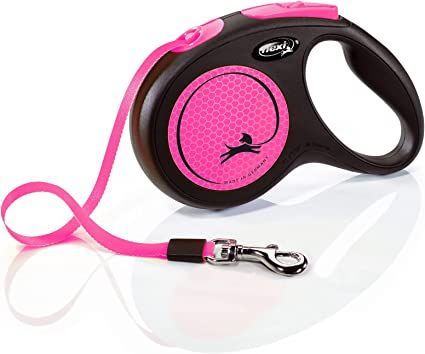 FLEXI - Retractable tape leash - New Neon, Color: Rose, Size: Small (5mètres)