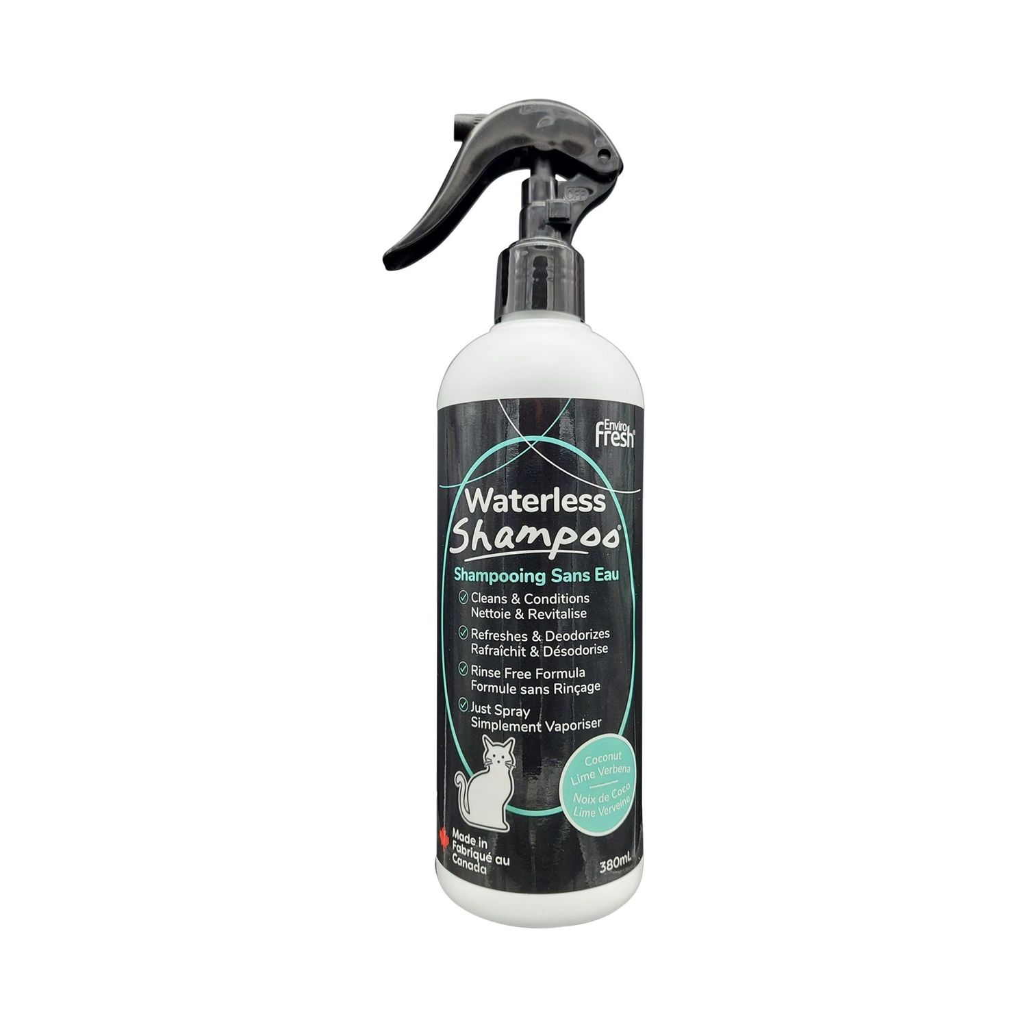 ENVIROFRESH - Dry shampoo for cats (Spray), Type: Noix de coco, Lime &amp; Vervaine, Format: 380ml