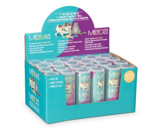 MESSY MUTTS - &quot;Travel size&quot; adhesive roll for hair, Color: Turquoise/Mauve
