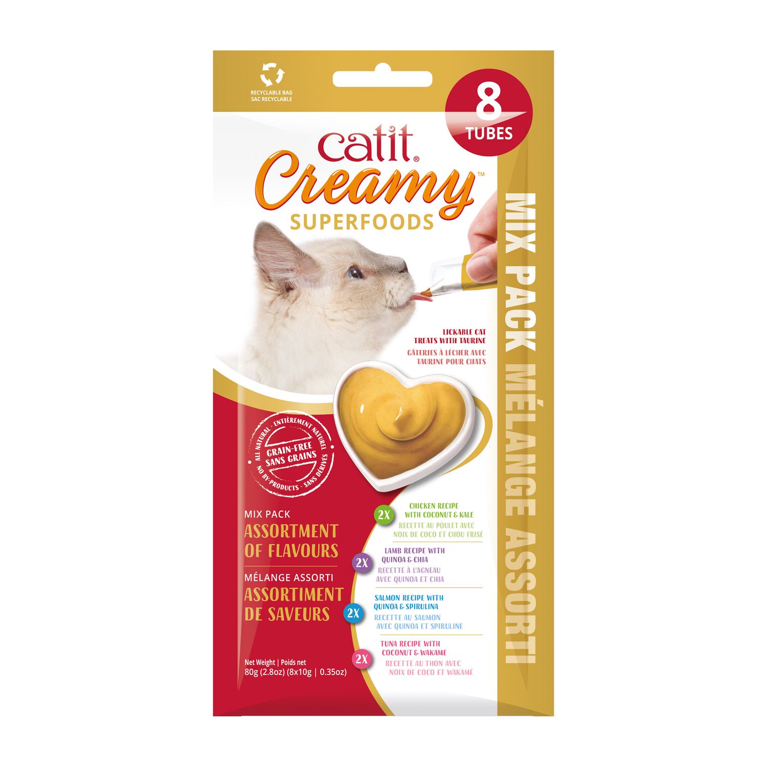 CATIT - Creamy Lickable Assorted Cat Treats, Size: 8Pack