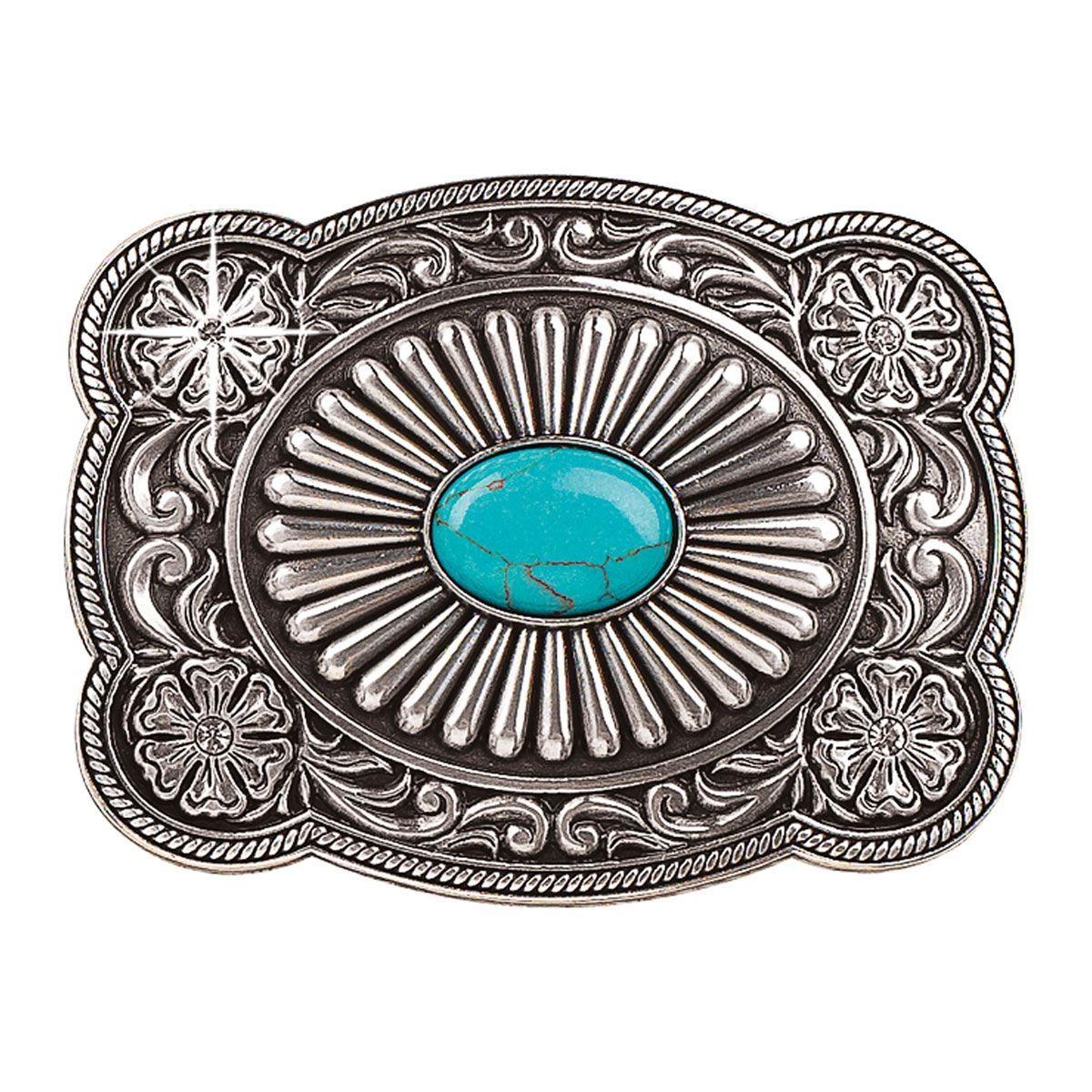 M&amp;F WESTERN - Turquoise Eye Design Belt Buckle, Color: Argent