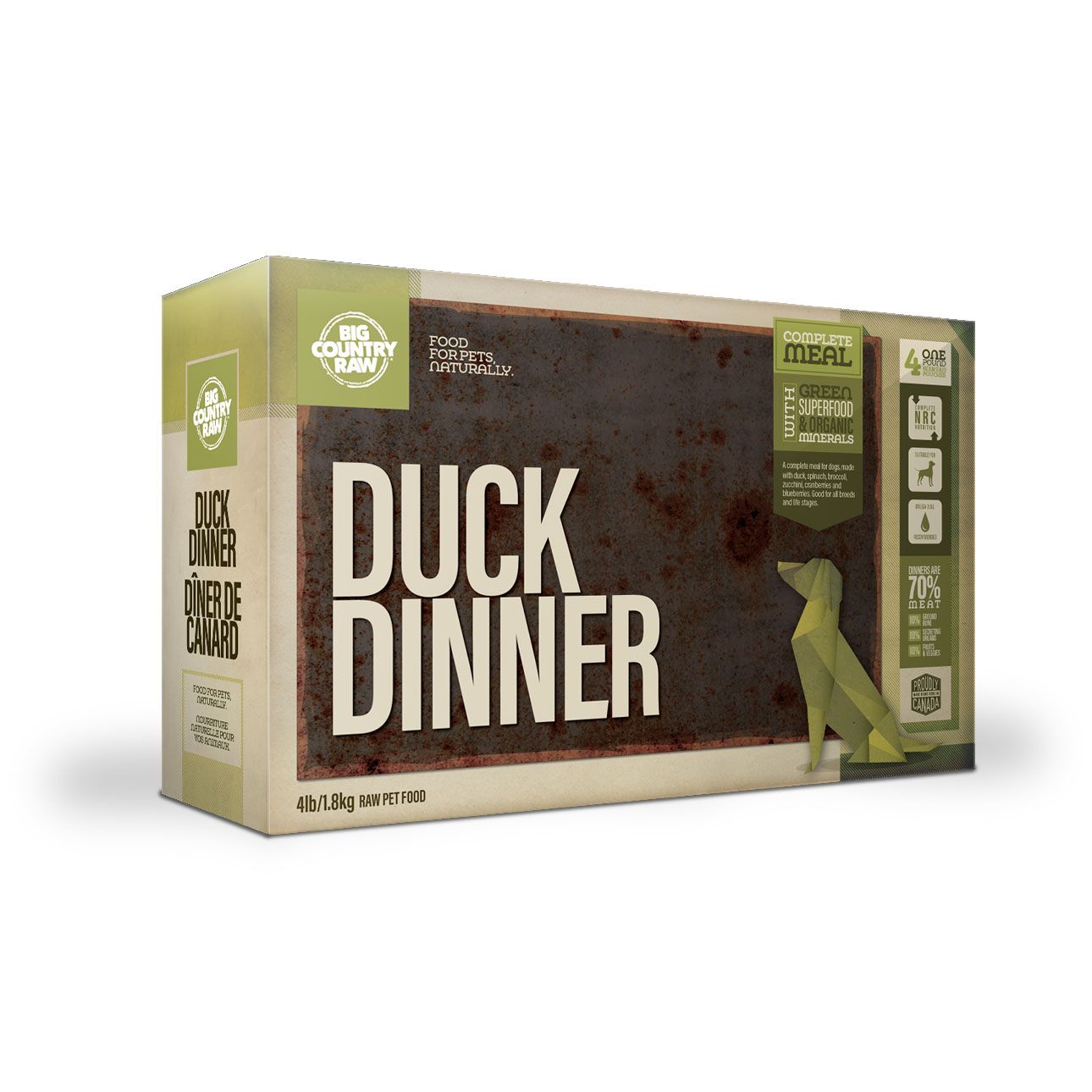 BIG COUNTRY RAW - Duck dinner, Format: 4lbs (4x1lb)