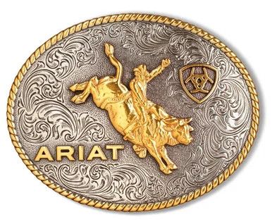 ARIAT - Bullrider Belt Buckle, Color: Argent et Or