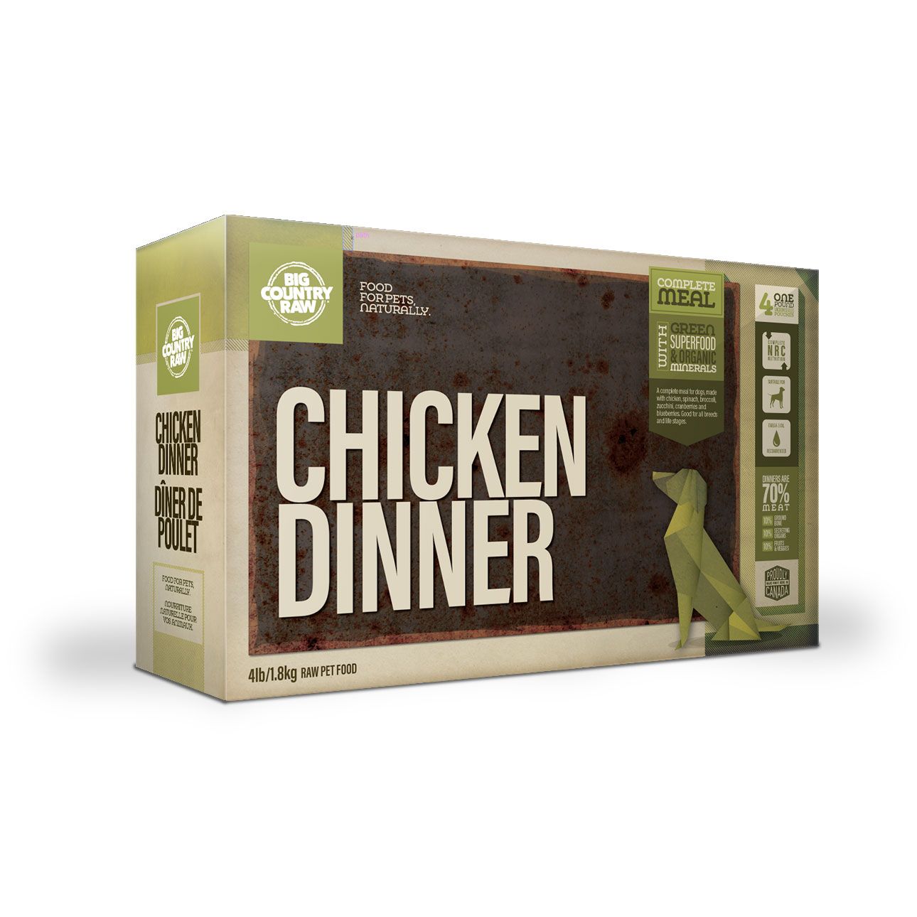 BIG COUNTRY RAW - Dîner de Poulet, Format: 4lbs (4x1lb)