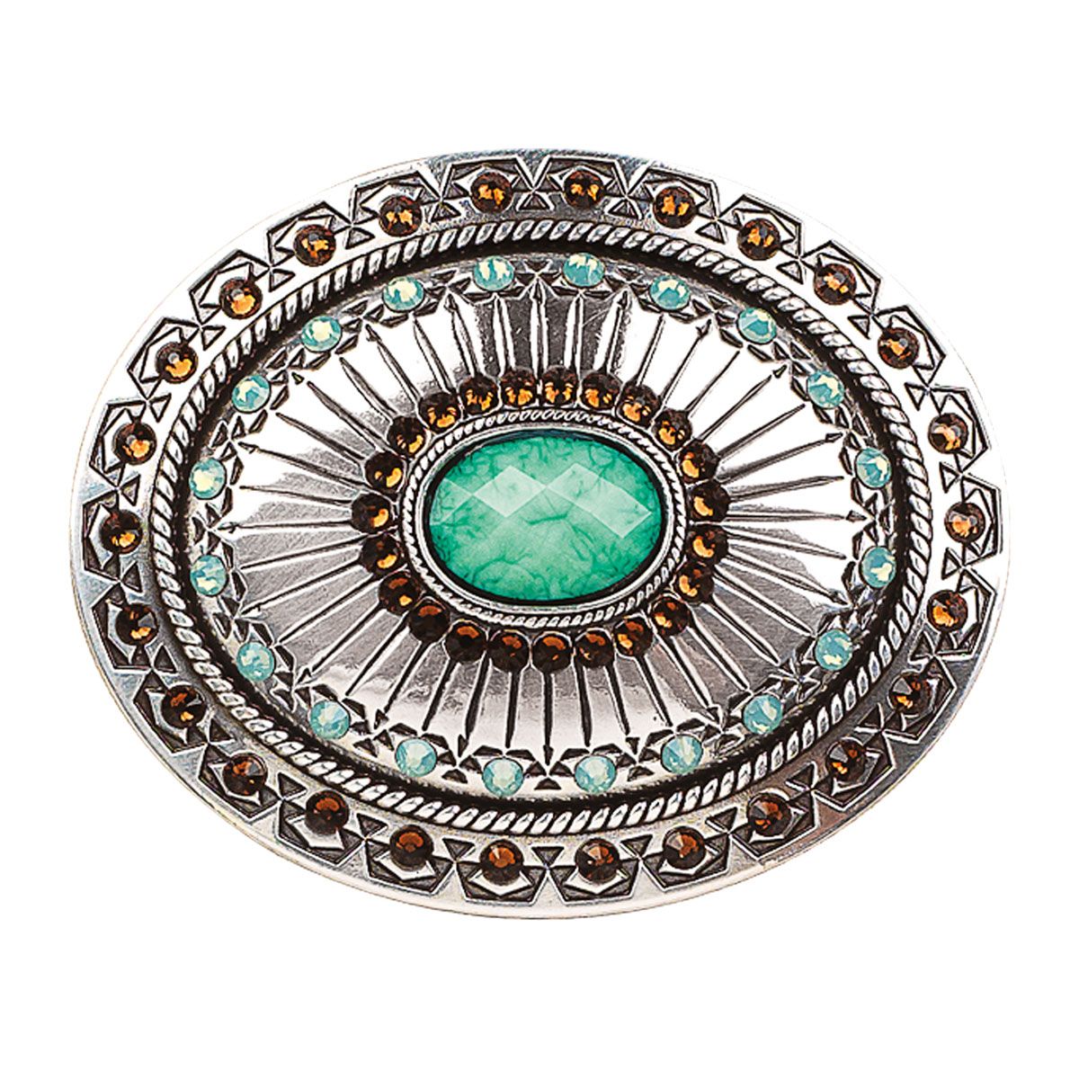 M&amp;F WESTERN - Tribal Stamped Belt Buckle, Color: Argent &amp; Opale