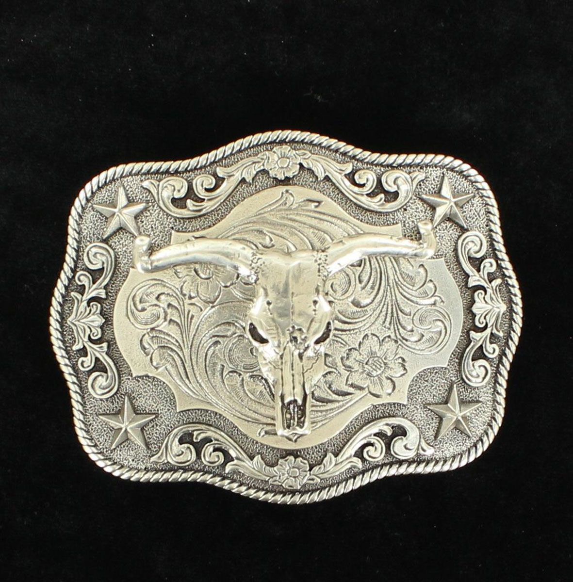 M&amp;F WESTERN - Antique Steer Skull Belt Buckle, Color: Argent