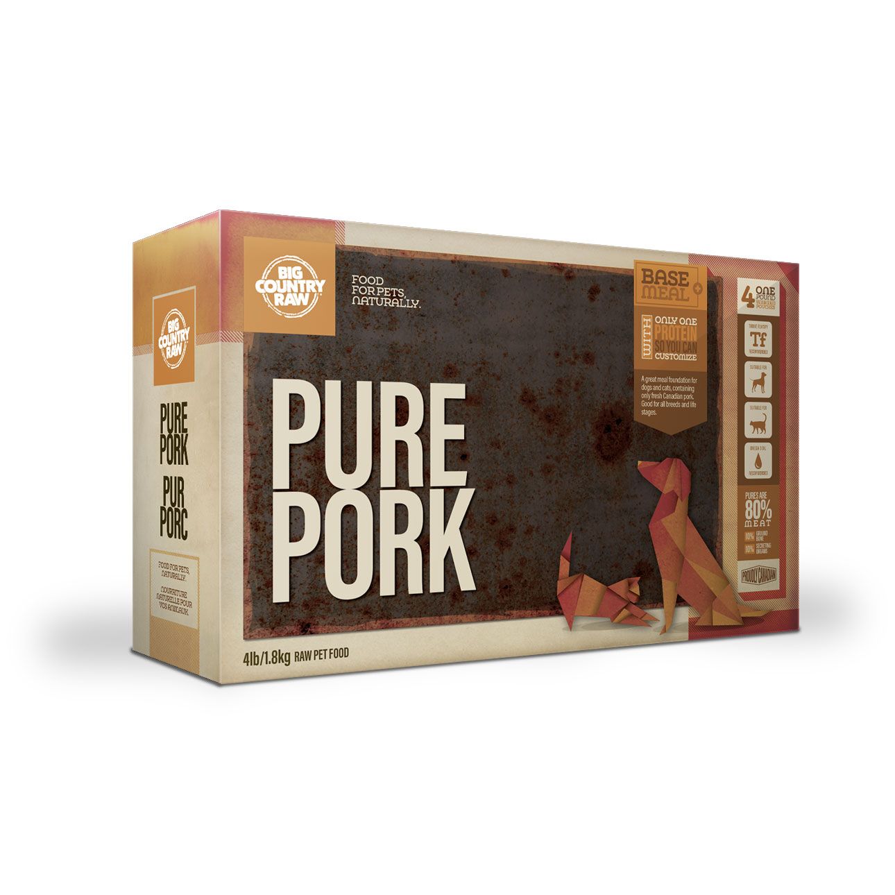 BIG COUNTRY RAW - Pur Porc, Format: 4lbs (4x1lb)