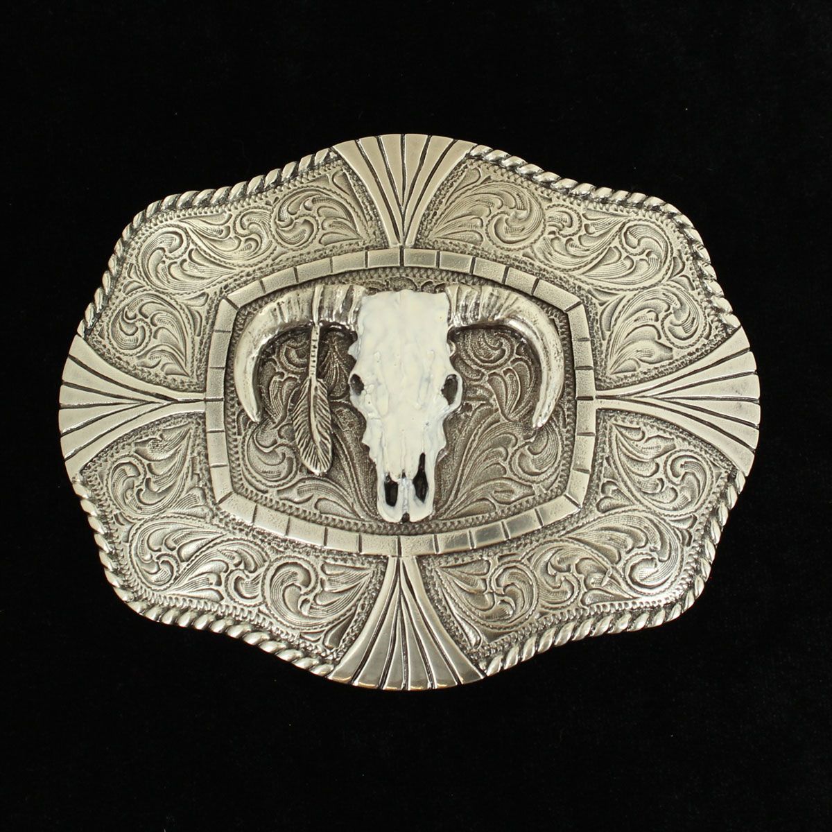 M&amp;F WESTERN - White Skull Belt Buckle, Color: Argent