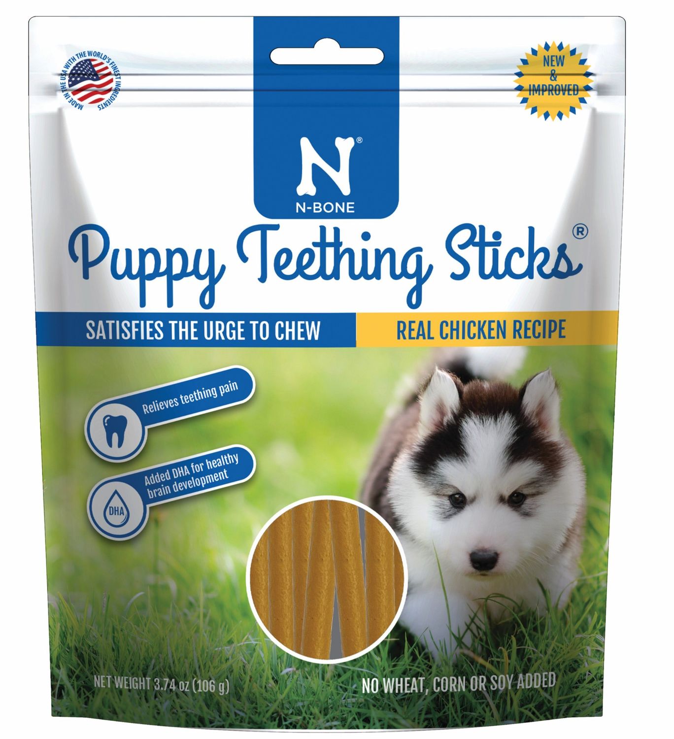 N-BONE - Chewy Sticks for Puppies, Flavor: Poulet, Format: 3.74oz