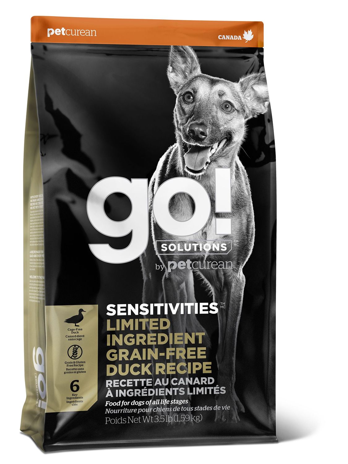 PETCUREAN - GO! Sensitivities Limited Ingredient Grain-Free Duck Recip, Format: 3.5lbs