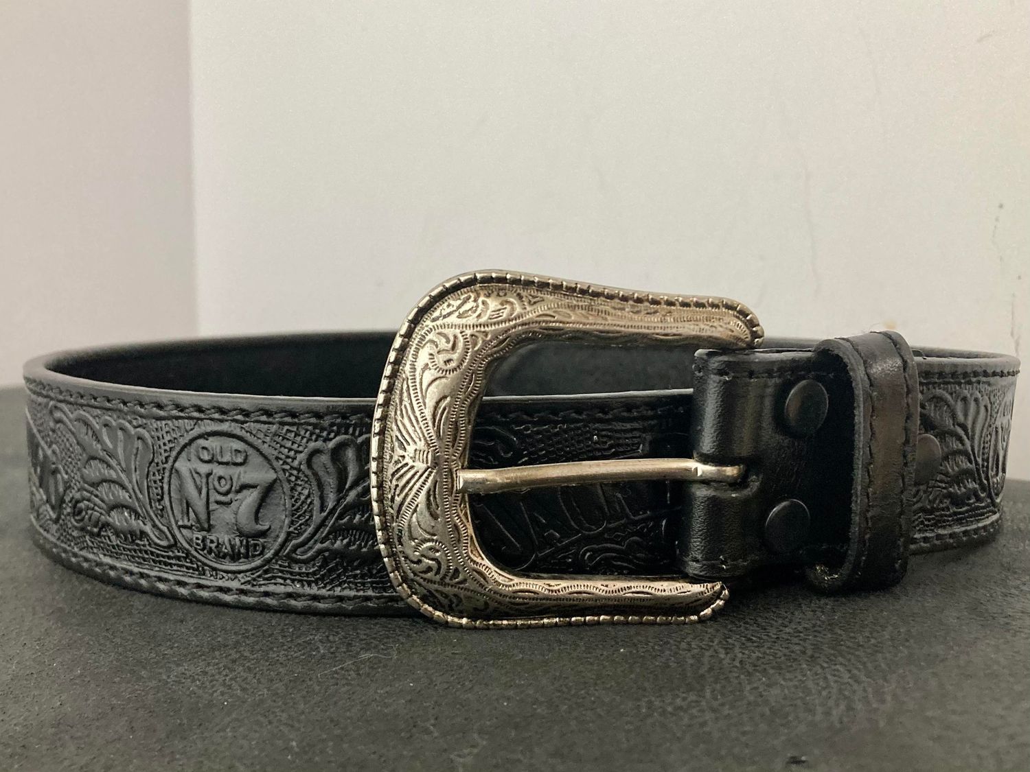 CATAWEST - Jack Daniel&#39;s leather belt, Size: 32, Color: Noir