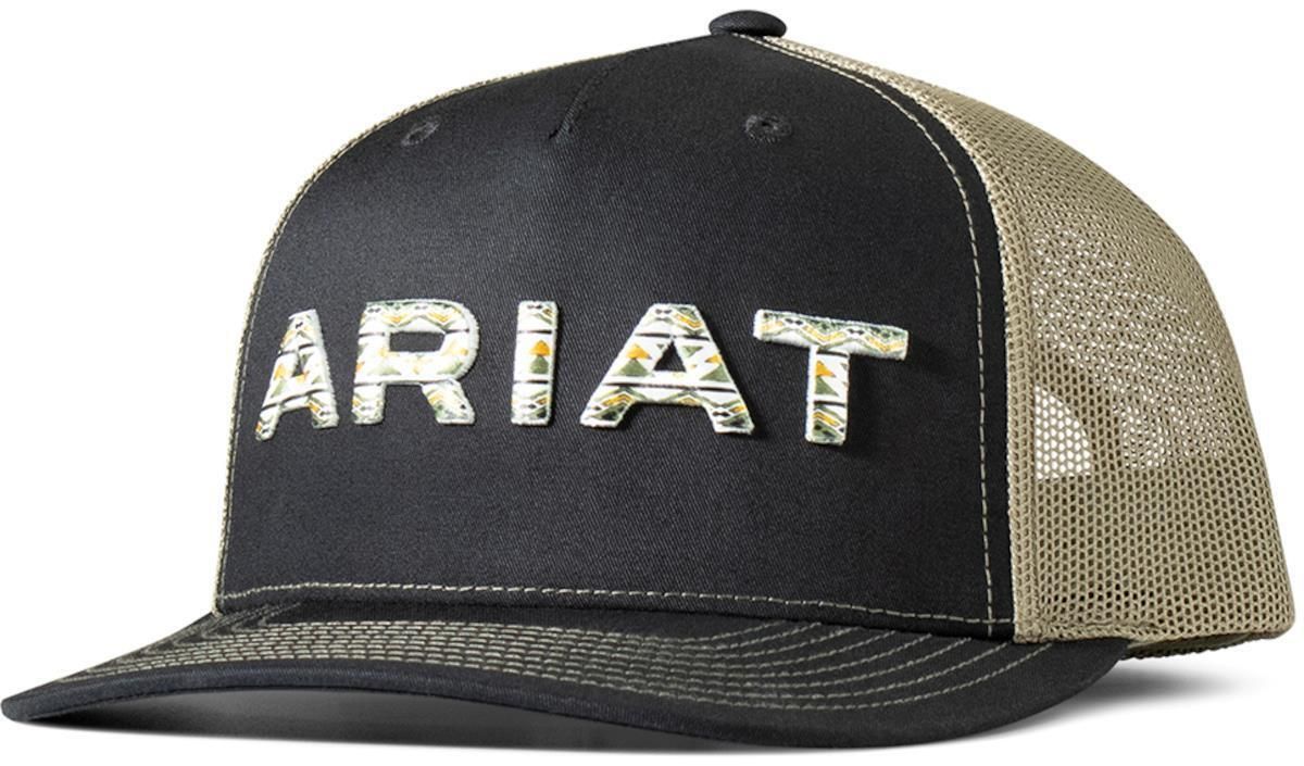 ARIAT - Aztec Embroidered Logo Cap, Color: Noir et Khaki