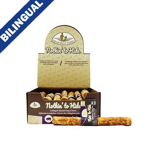 NOTHIN&#39; TO HIDE - Bacon Roll Collagen Dog Chew, Size: 10&#39;&#39;