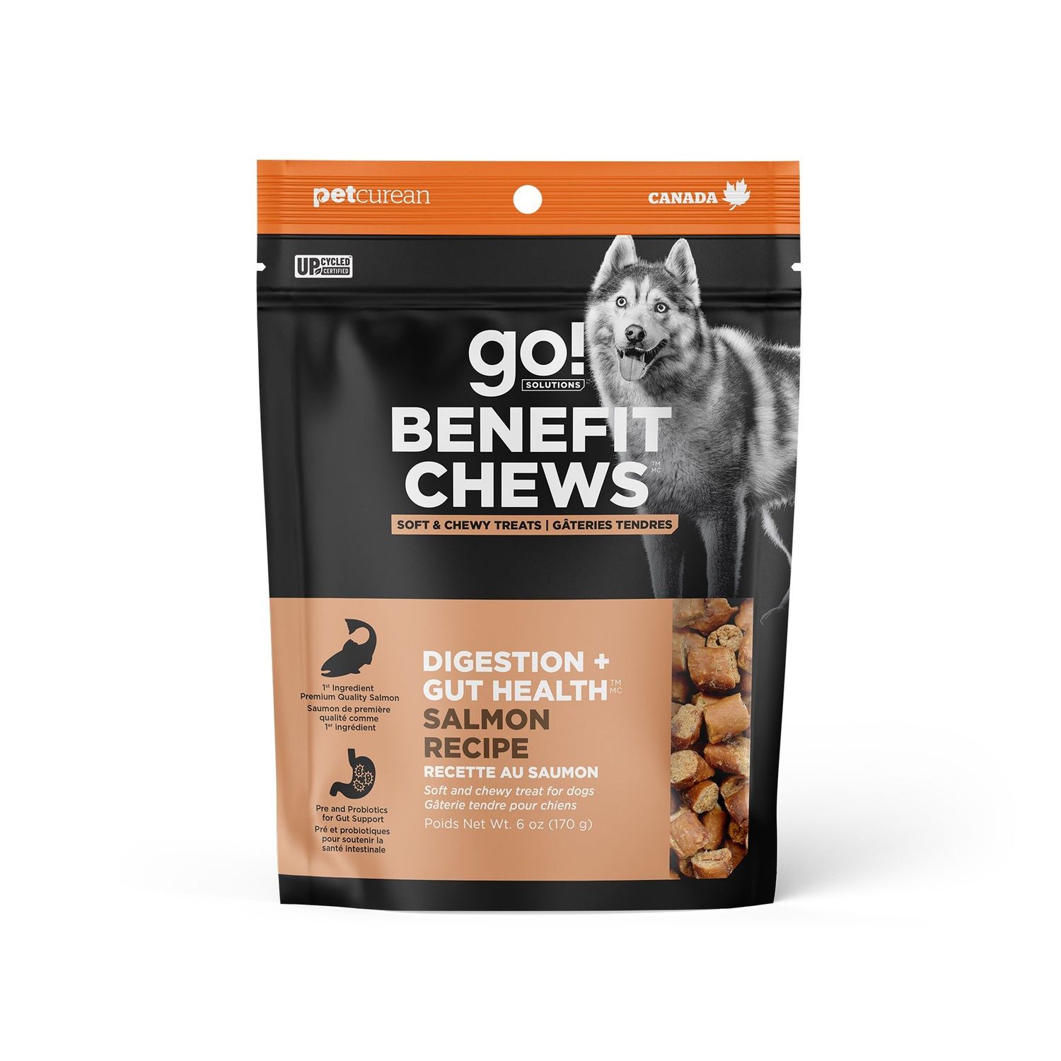 PETCUREAN - GO! Benefits Chews Digestion + Gut Health, Flavor: Saumon, Format: 170g