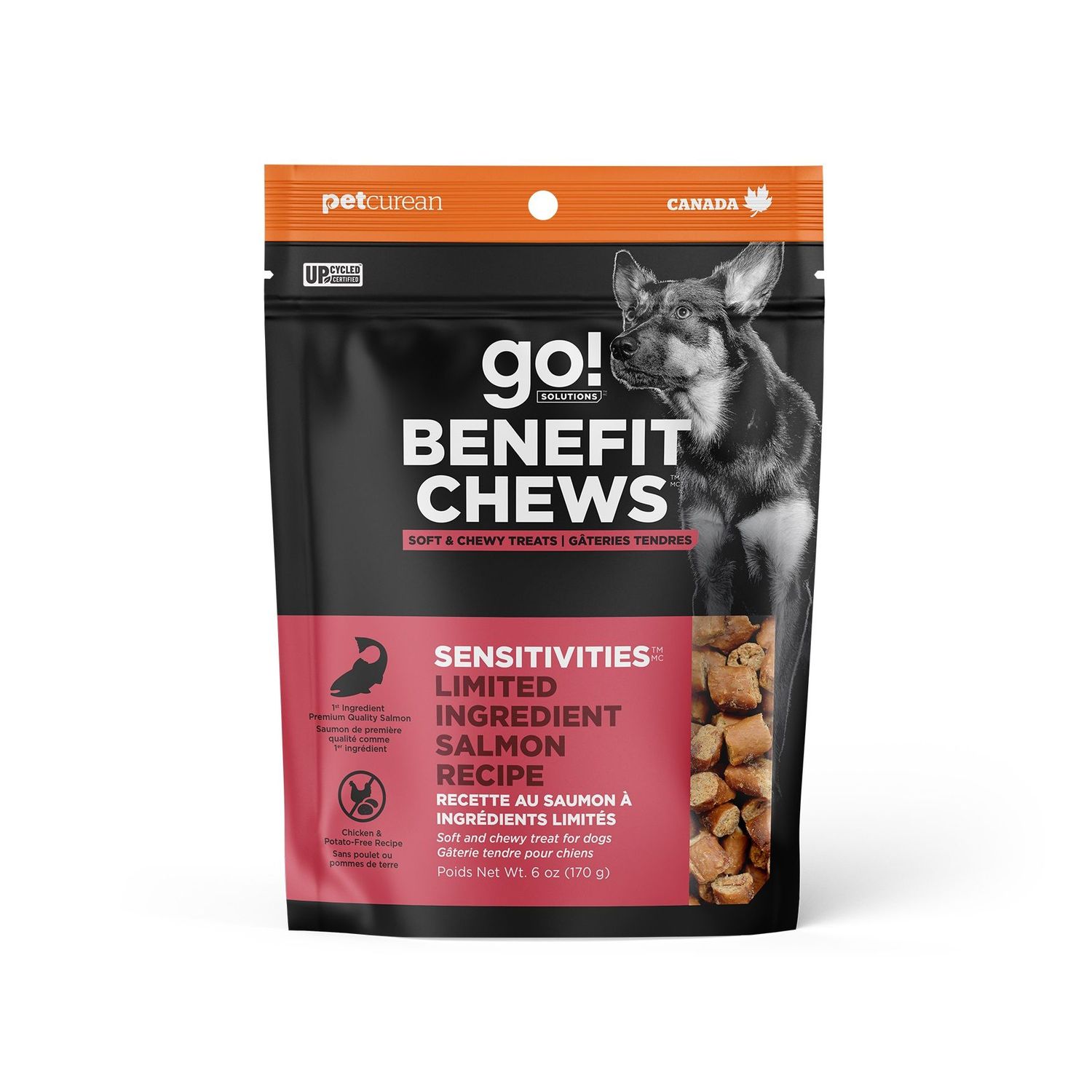 PETCUREAN - GO! Sensitivities Benefit Chews Limited Ingredients, Flavor: Saumon, Format: 170g